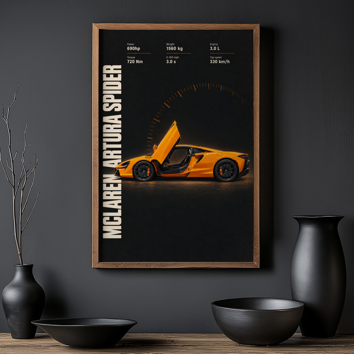 Vintage McLaren Artura Spider Print, Car Wall Art