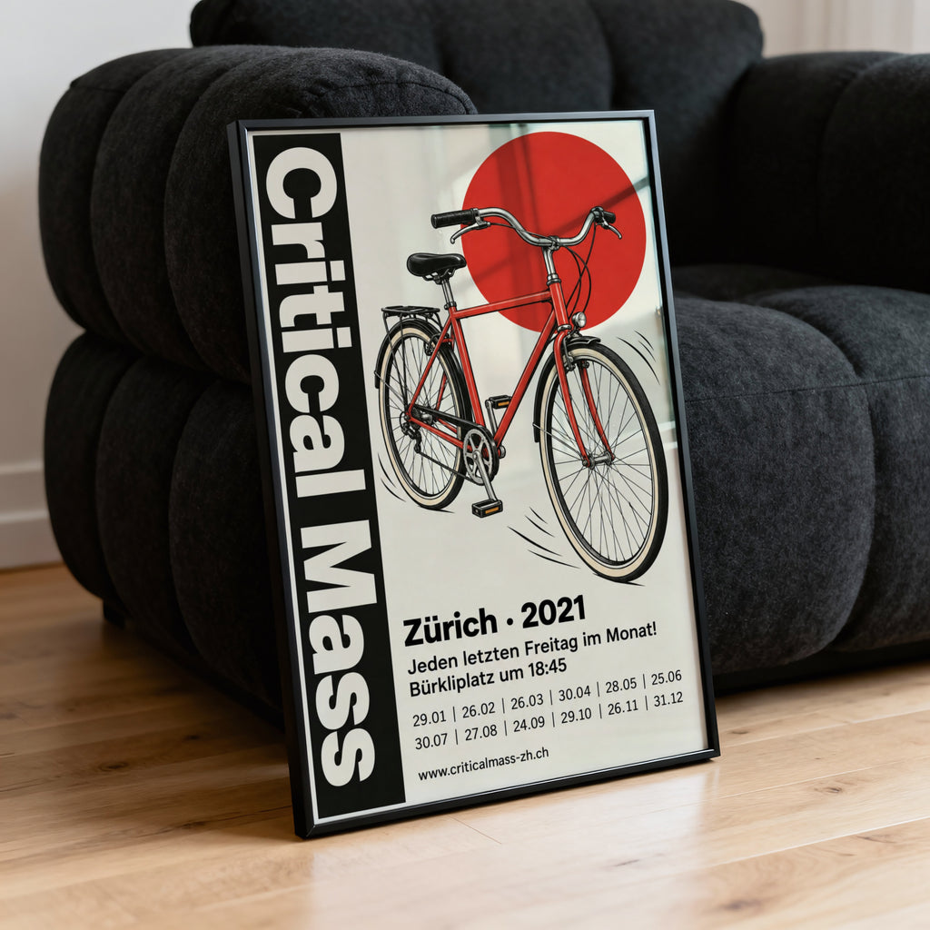 Vintage Cycling Poster, Bicycle Wall Art, Zurich Print