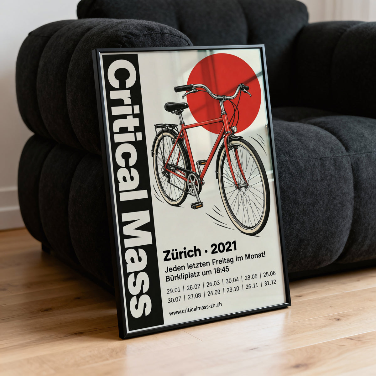 Vintage Cycling Poster, Bicycle Wall Art, Zurich Print