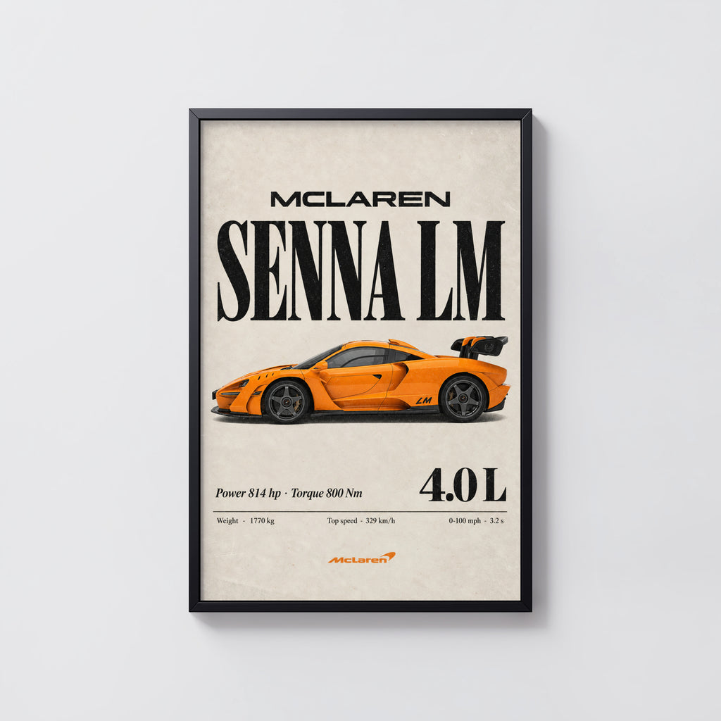 Vintage McLaren Senna LM Print, Supercar Wall Art