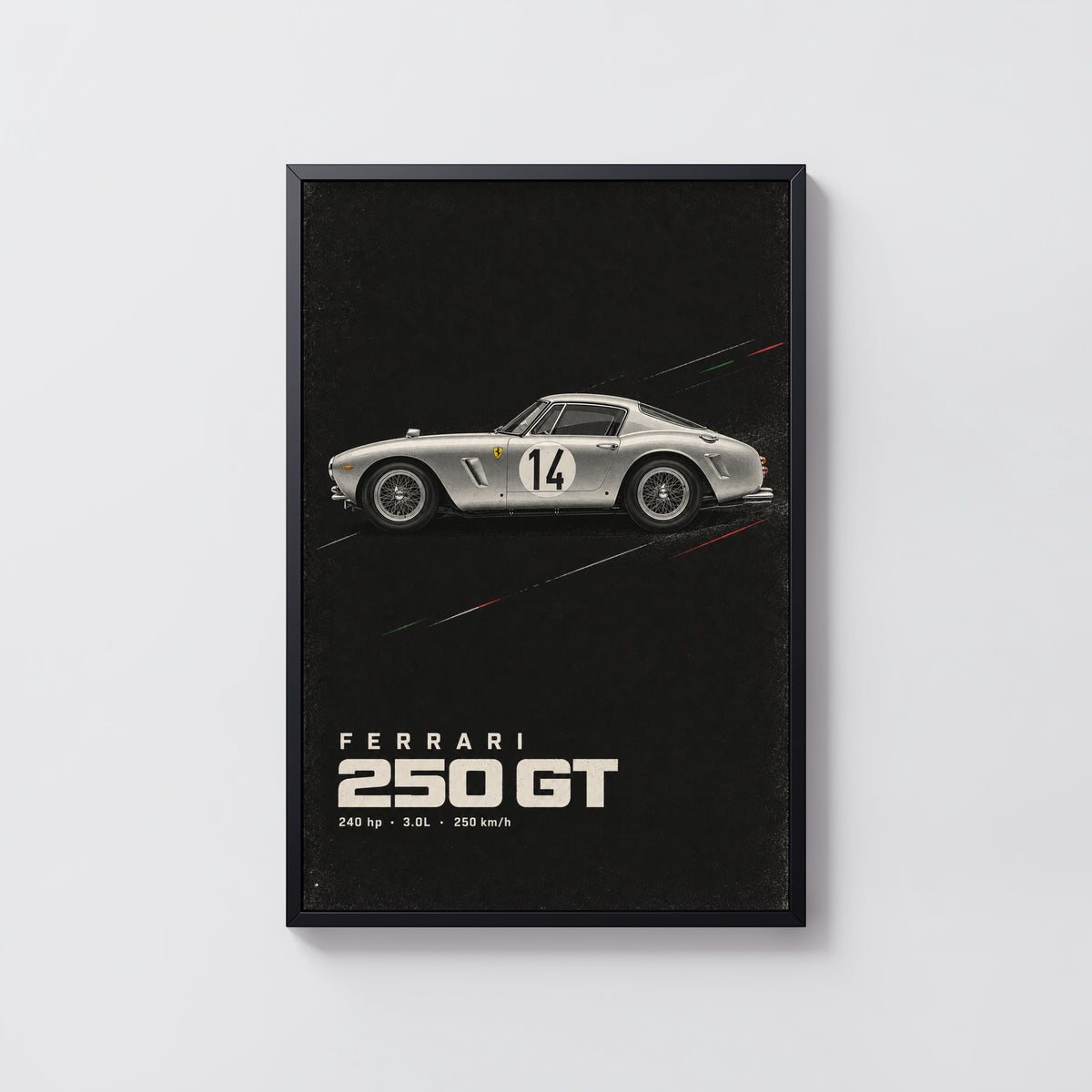 Vintage Ferrari 250 GT Print, Racing Car Poster