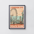 Vintage London Eye Poster, South Bank Wall Art, Print