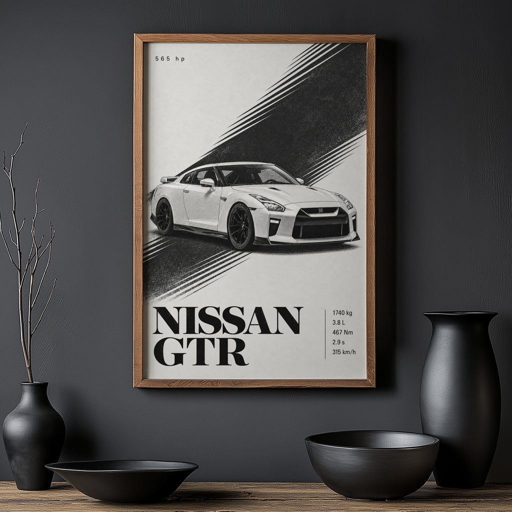 Vintage Nissan GTR Print, Car Wall Art
