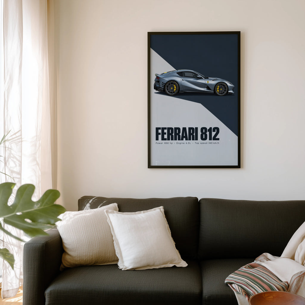 Vintage Ferrari 812 Print, Supercar Wall Art