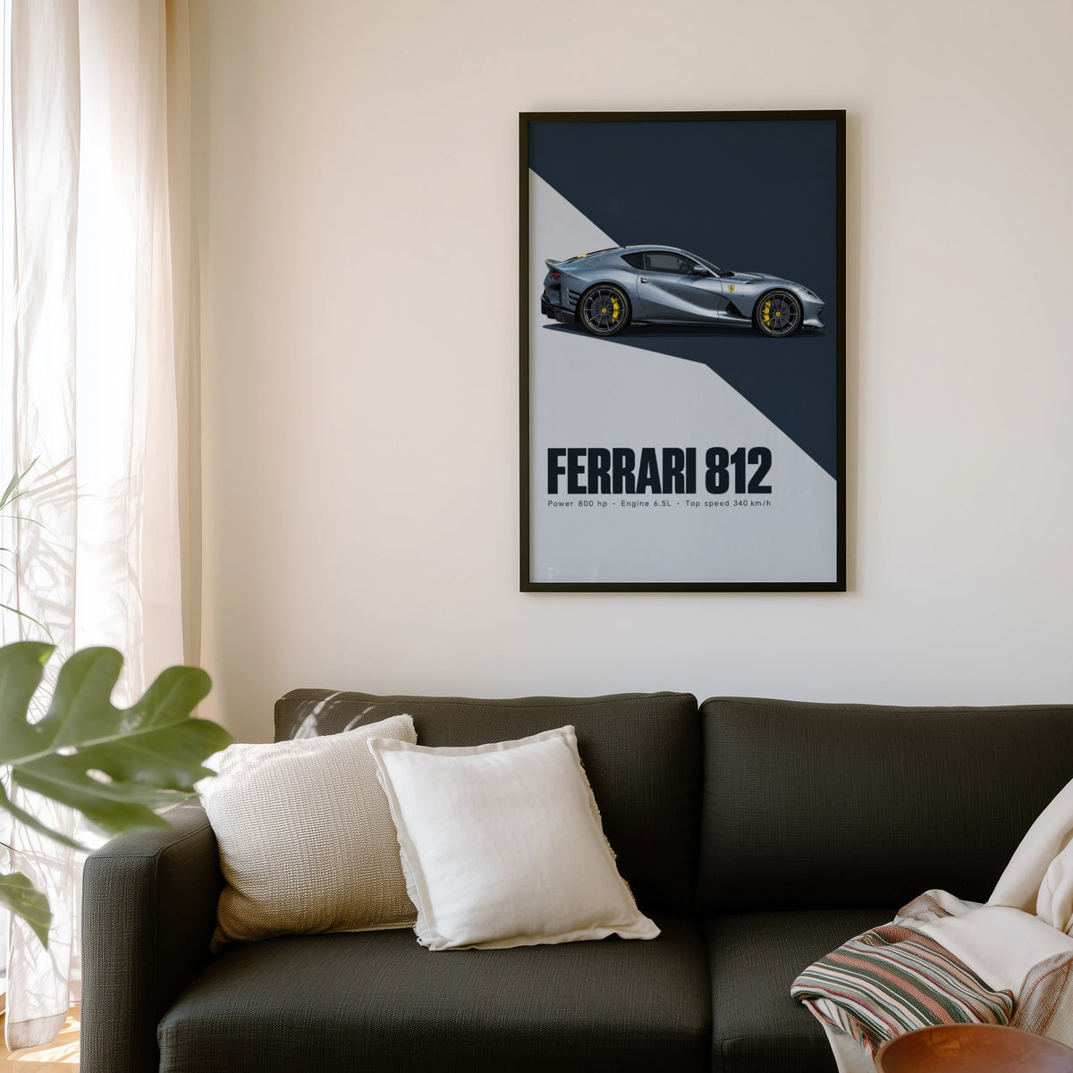 Vintage Ferrari 812 Print, Supercar Wall Art