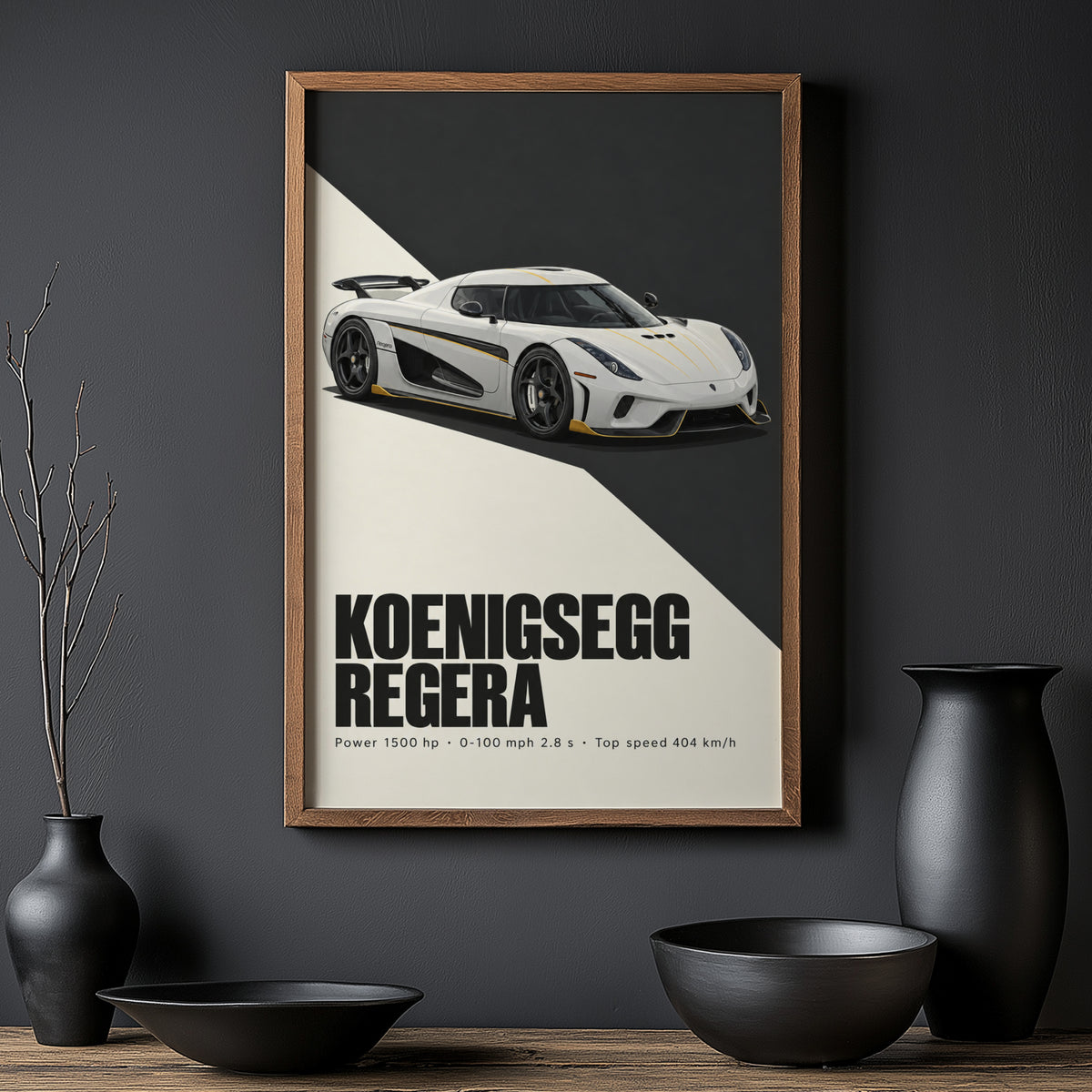 Vintage Koenigsegg Regera Print, Supercar Wall Art