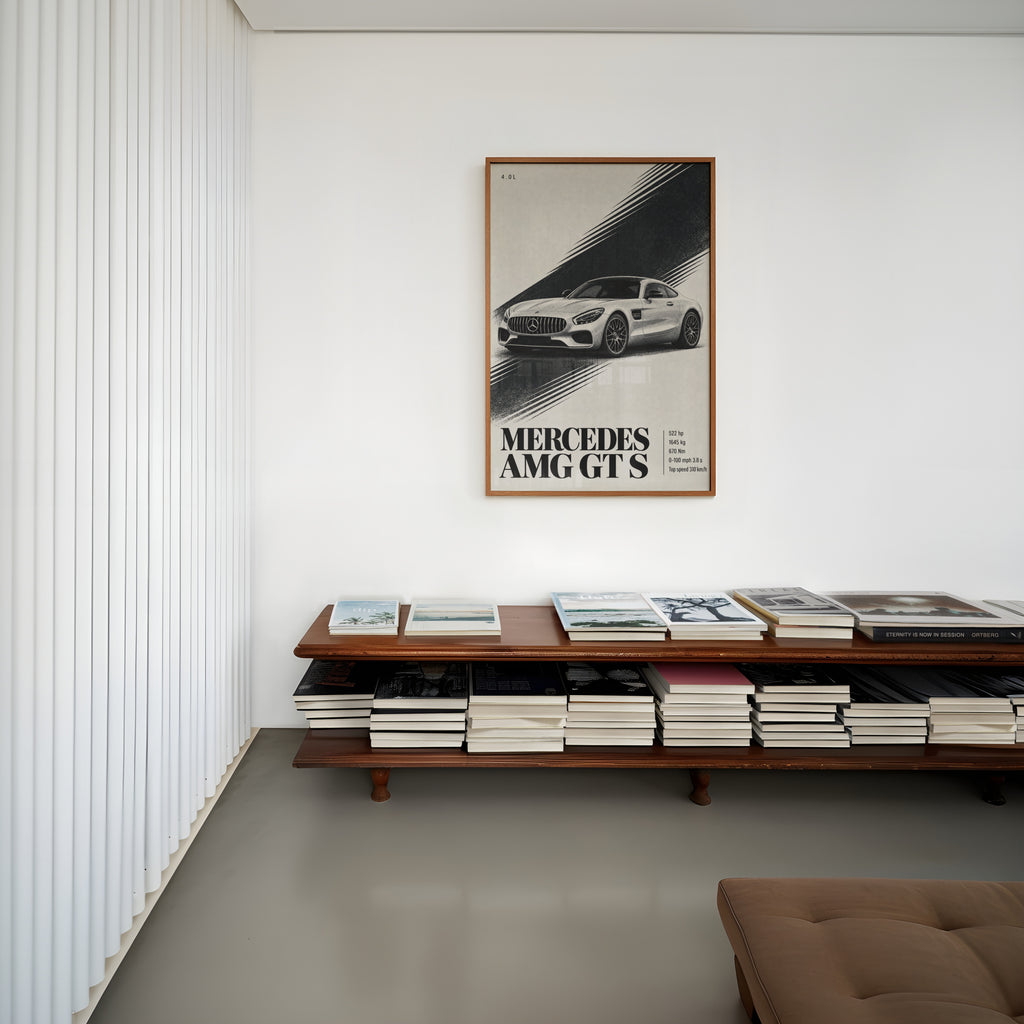 Vintage Mercedes AMG GT S Print, Car Wall Art
