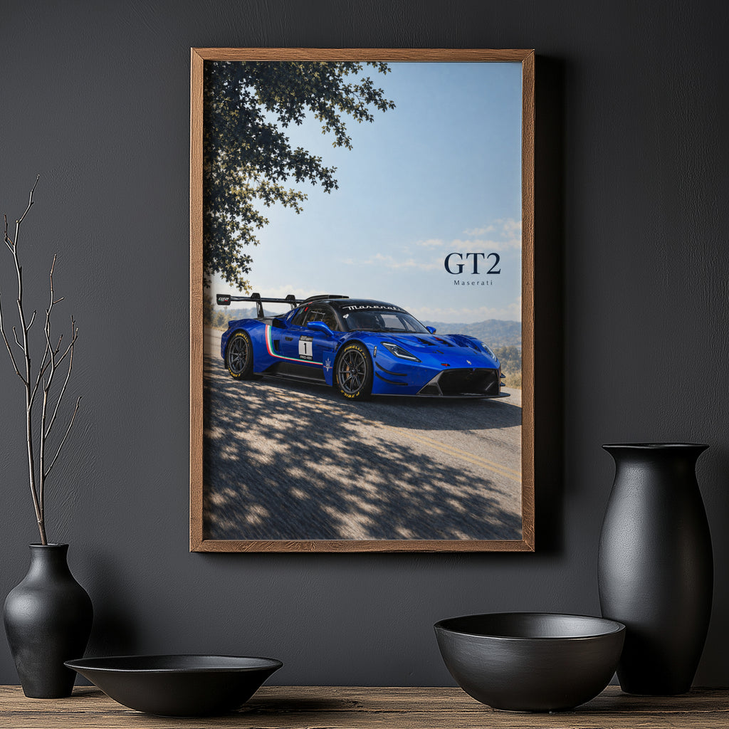 Vintage Maserati GT2 Print, Racing Car Wall Art