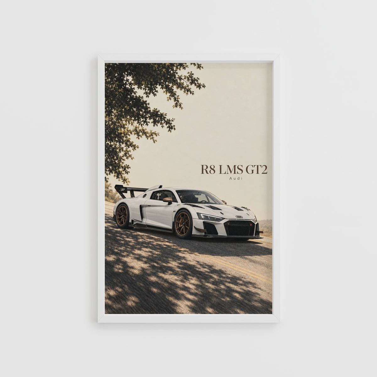 Vintage Audi R8 LMS GT2 Print, Racing Car Wall Art