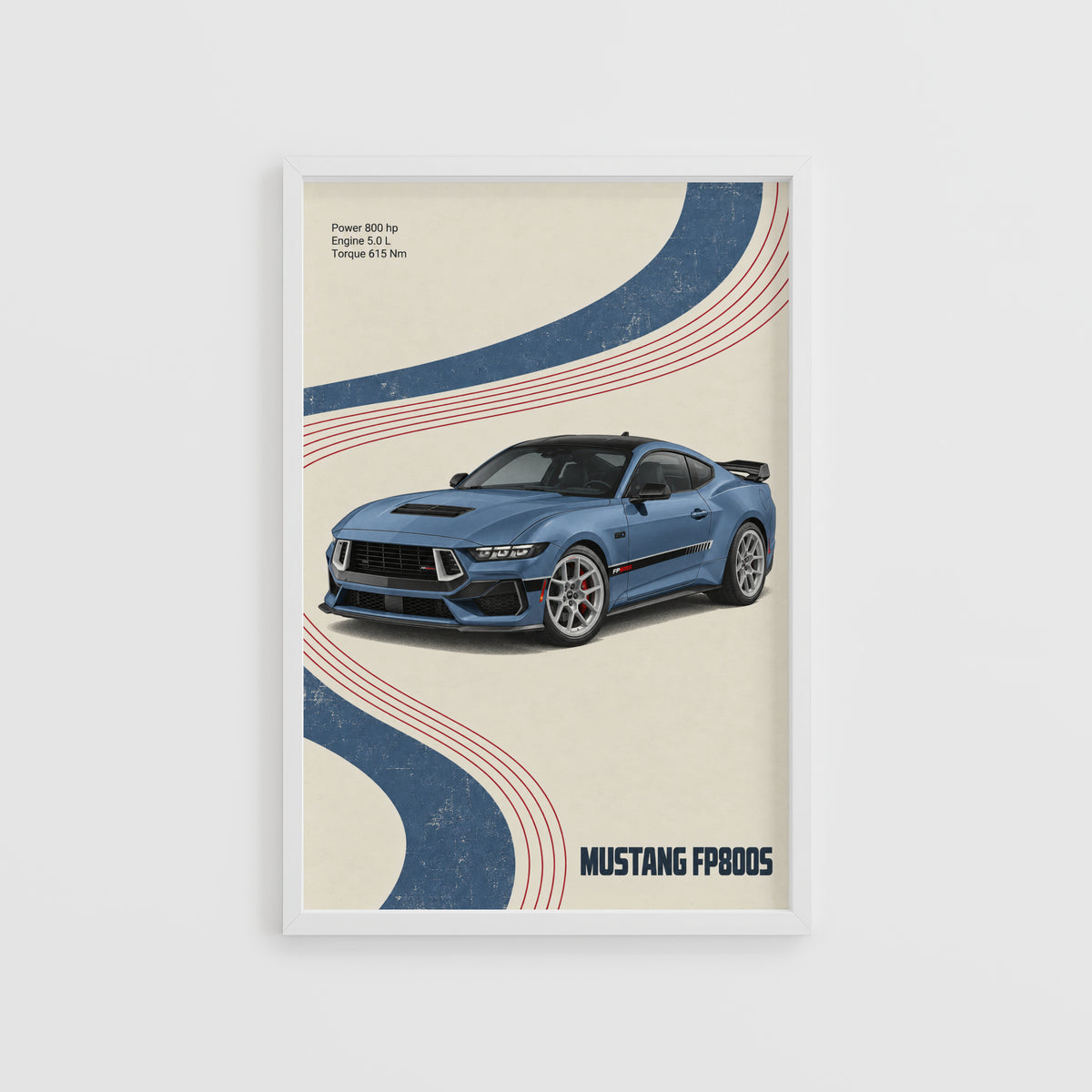 Vintage Mustang FP800S Print, Car Wall Art