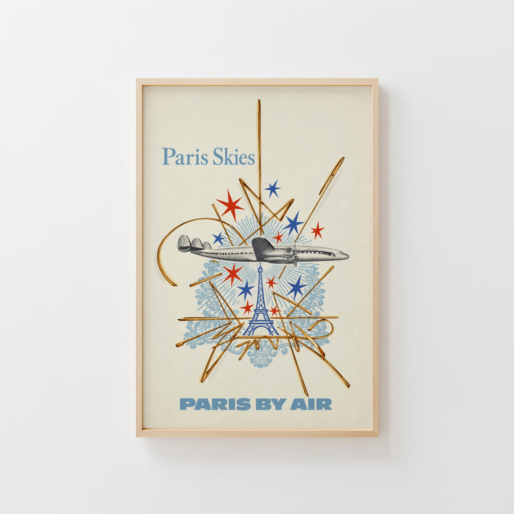 Vintage Paris Poster, Eiffel Tower Wall Art, Travel Print