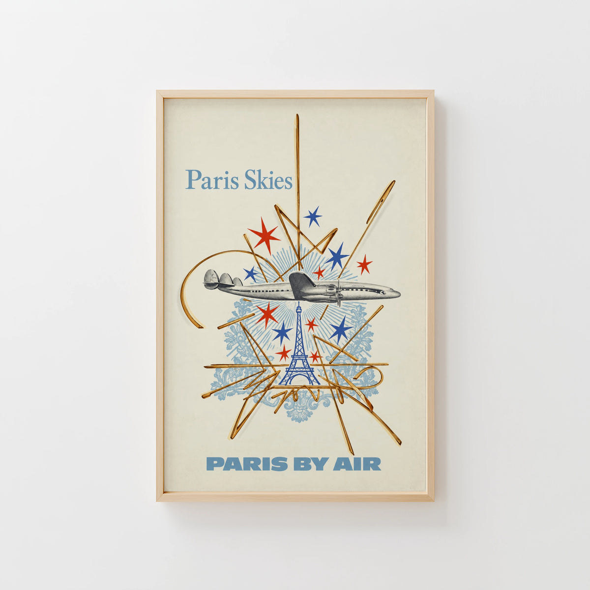 Vintage Paris Poster, Eiffel Tower Wall Art, Travel Print