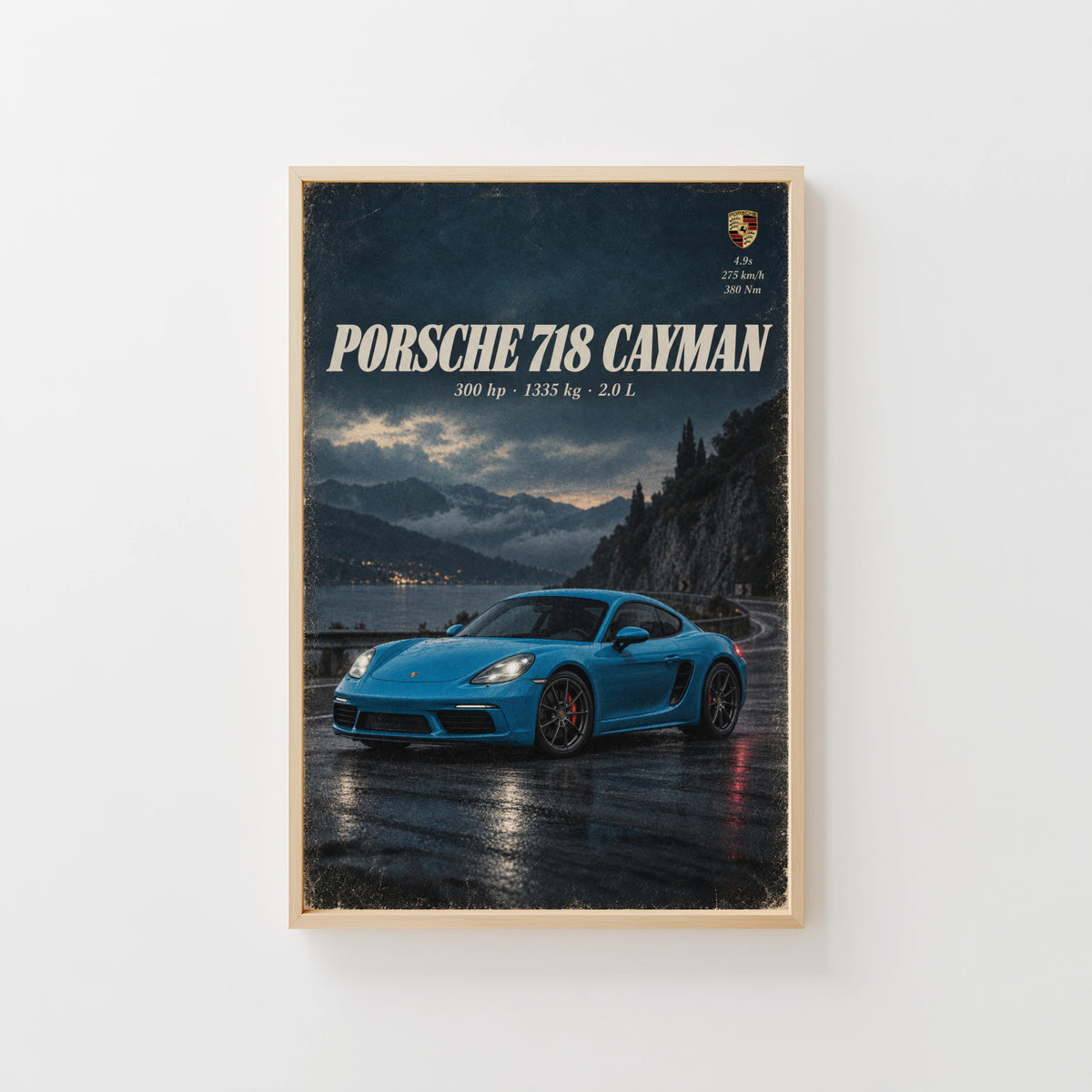 Vintage Porsche 718 Cayman Print, Sports Car