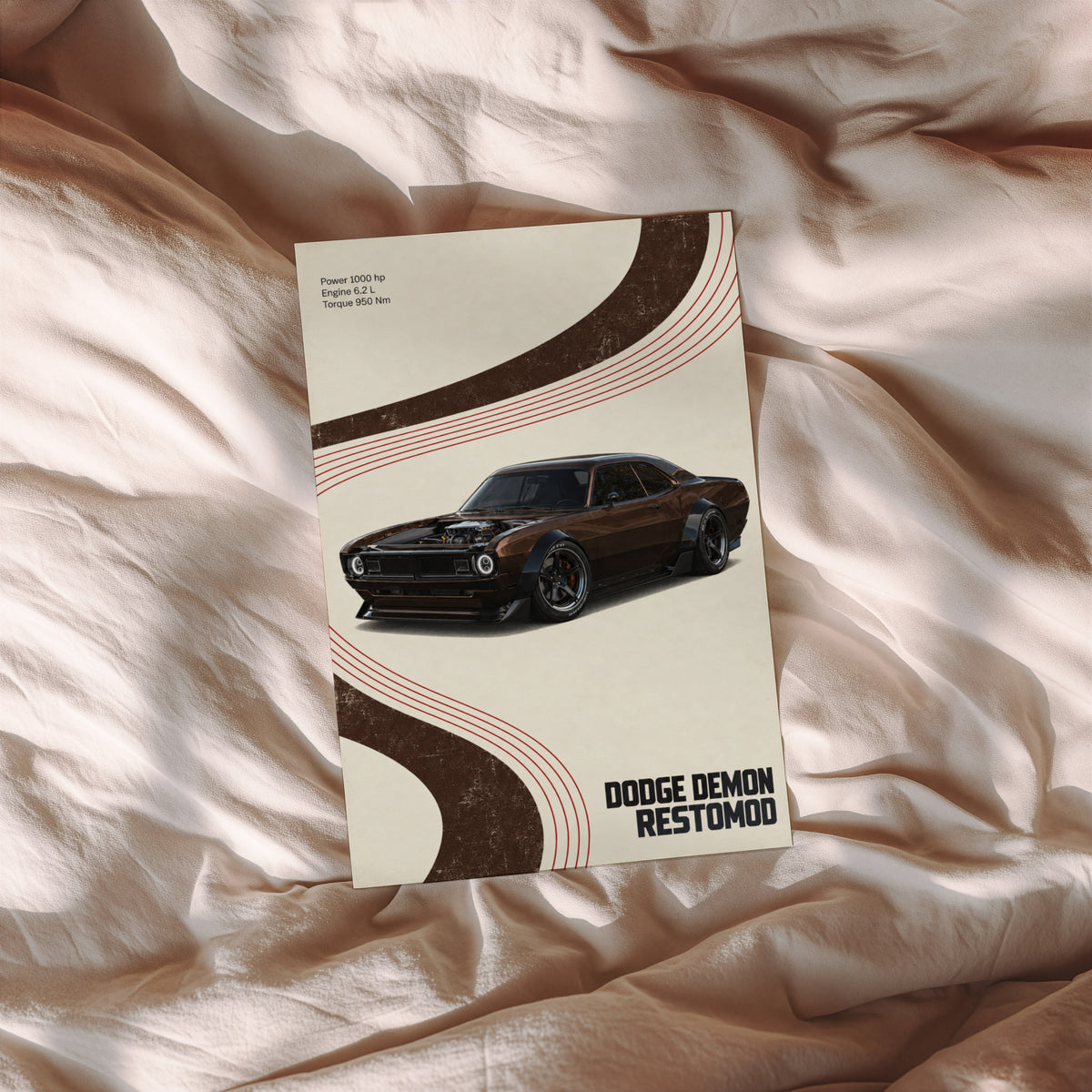 Vintage Dodge Demon Restomod Print and Poster, Car Art