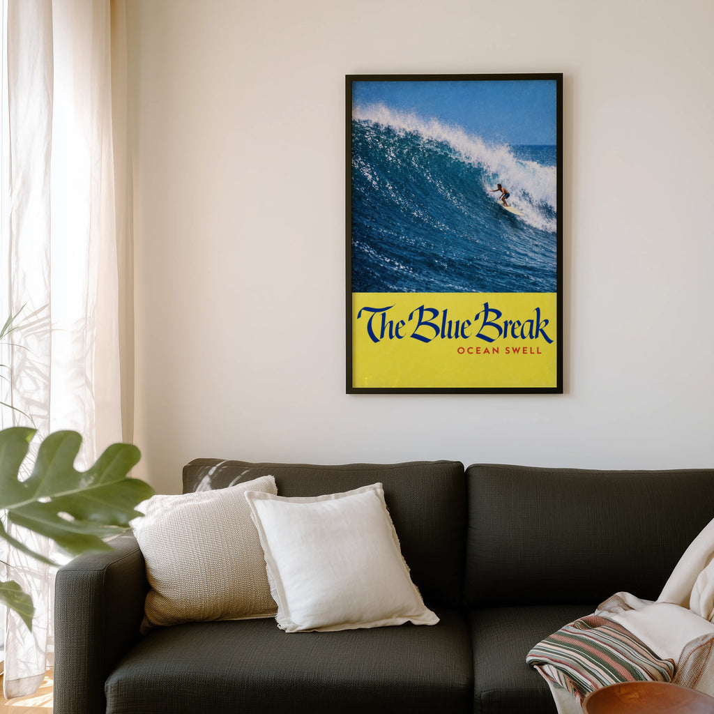 Vintage Surf Poster Print, Ocean Wave Wall Art