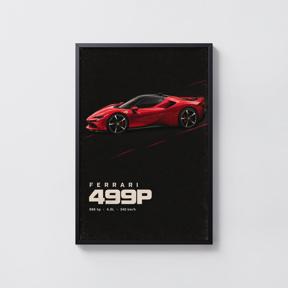Vintage Ferrari 499P Print, Red Supercar Wall Art