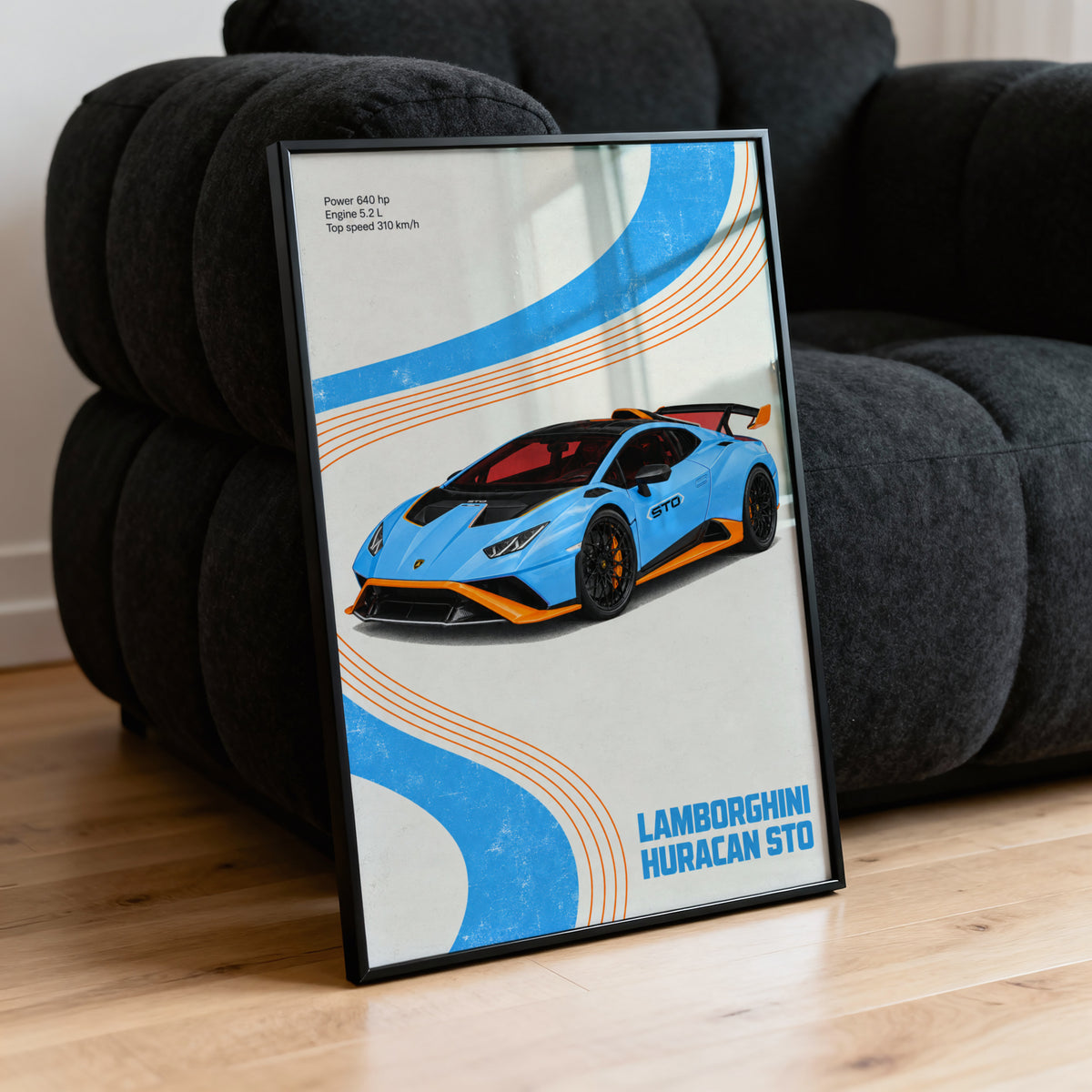 Vintage Lamborghini Huracan STO Print, Car Wall Art