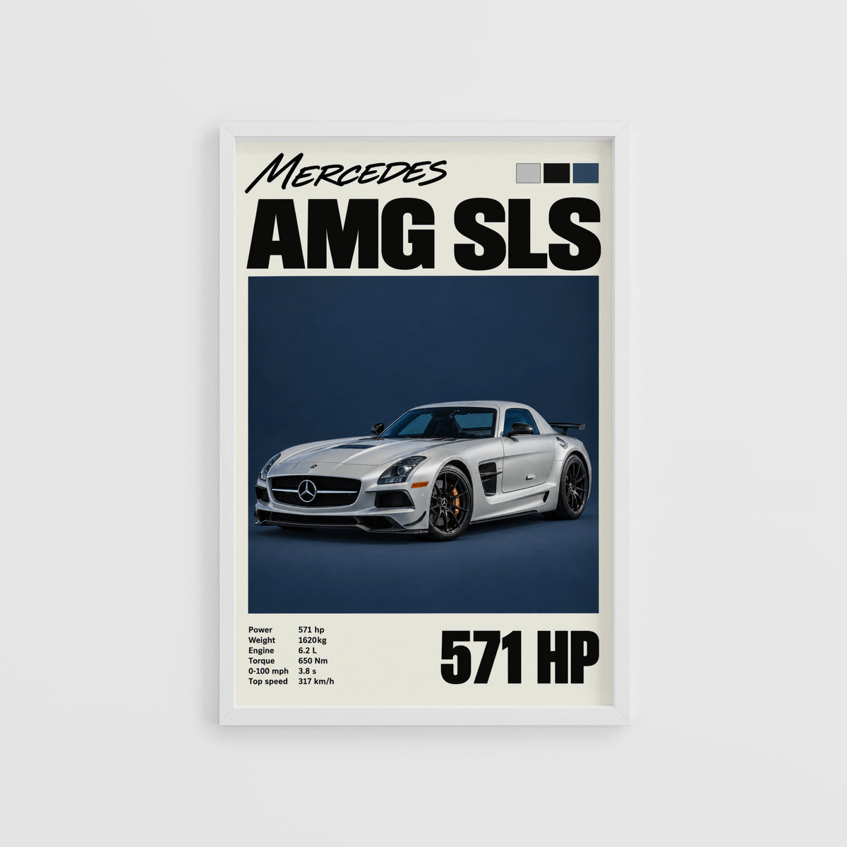 Vintage Mercedes AMG SLS Print, Supercar Wall Art