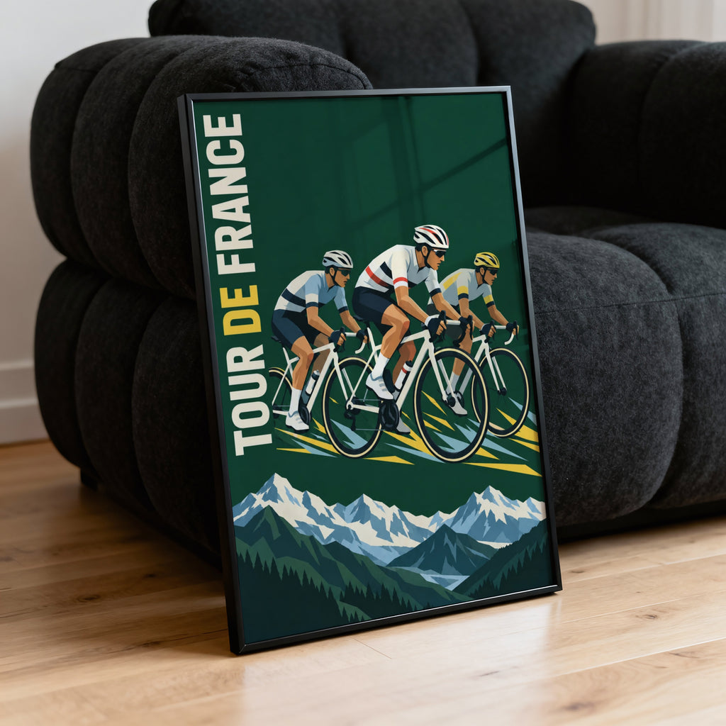 Vintage Tour de France Poster, Cycling Wall Art, Alps Print