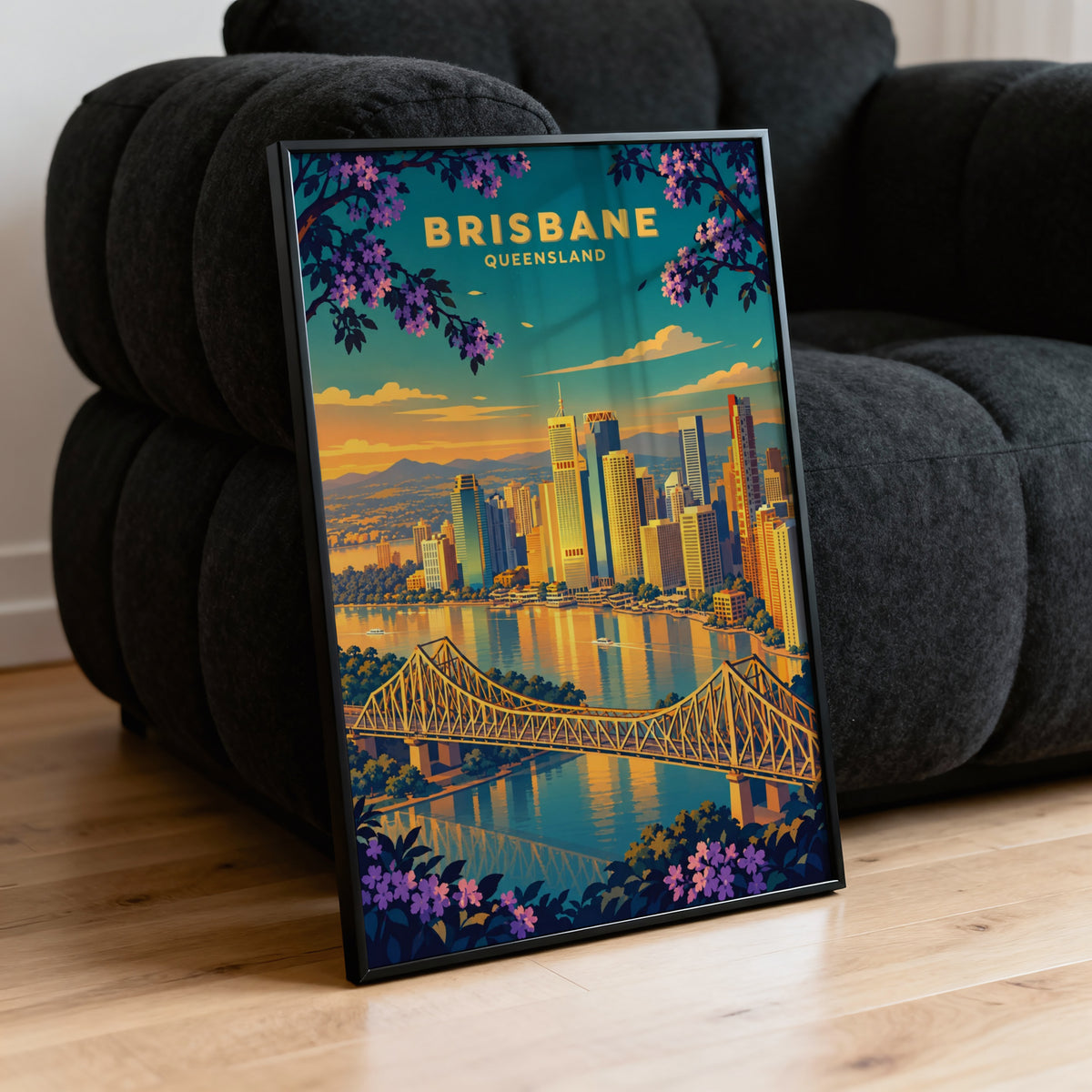 Vintage Brisbane Poster, Queensland Wall Art, City Print