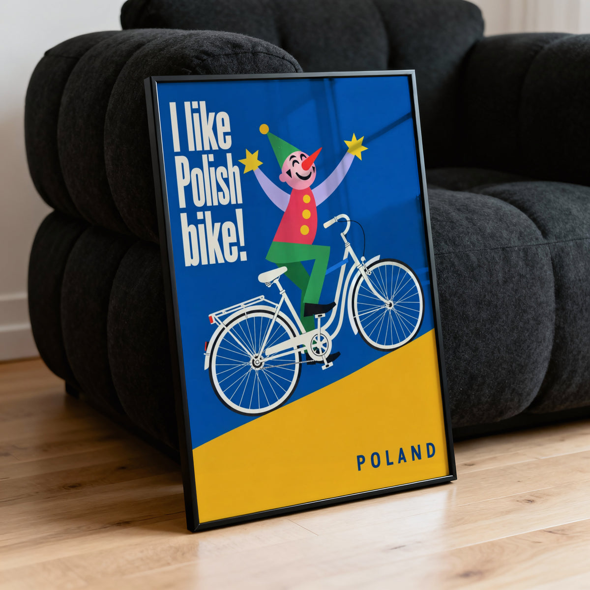 Vintage Clown Cycling Poster, Polish Bike Wall Art Print