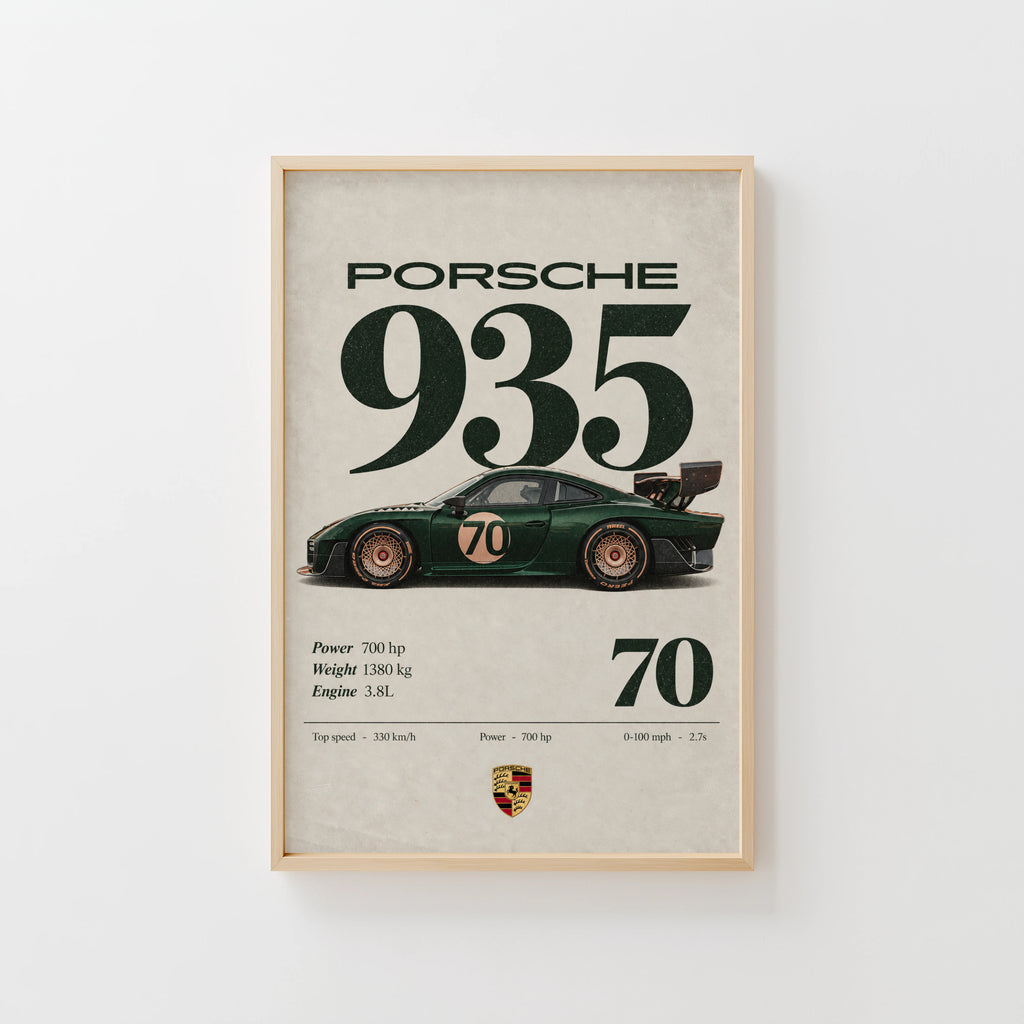 Vintage Porsche 935 Print, Racing Car Wall Art