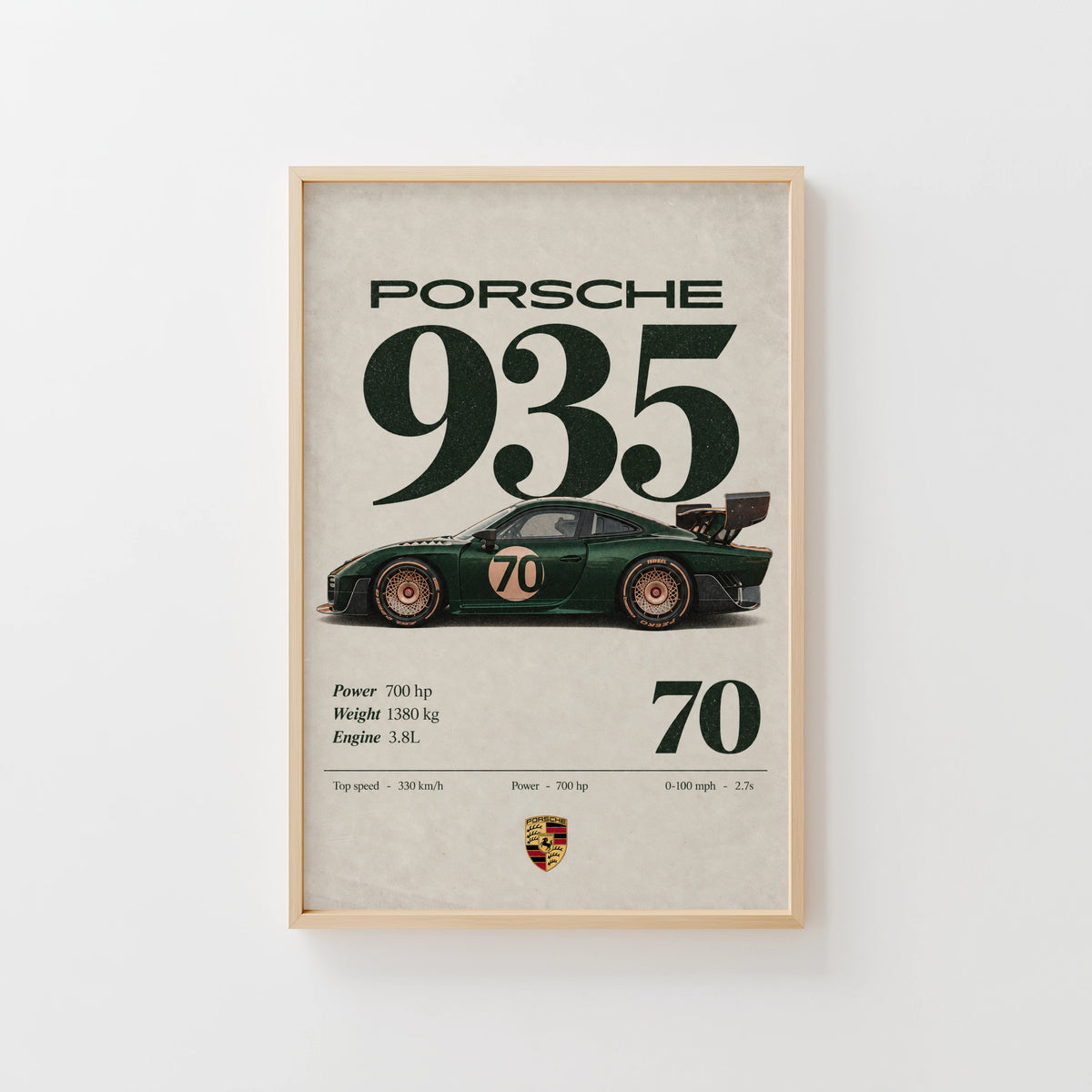 Vintage Porsche 935 Print, Racing Car Wall Art
