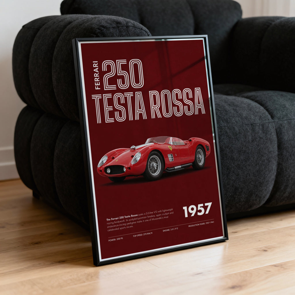 Vintage 1957 Ferrari 250 Testa Rossa Print, Car Poster