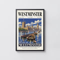 Vintage Westminster London Poster, Thames Wall Art Print
