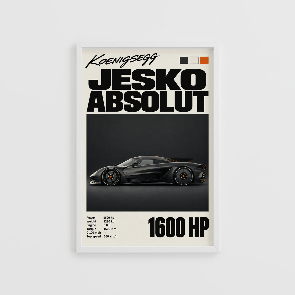 Vintage Koenigsegg Jesko Absolut Print, Car Wall Art