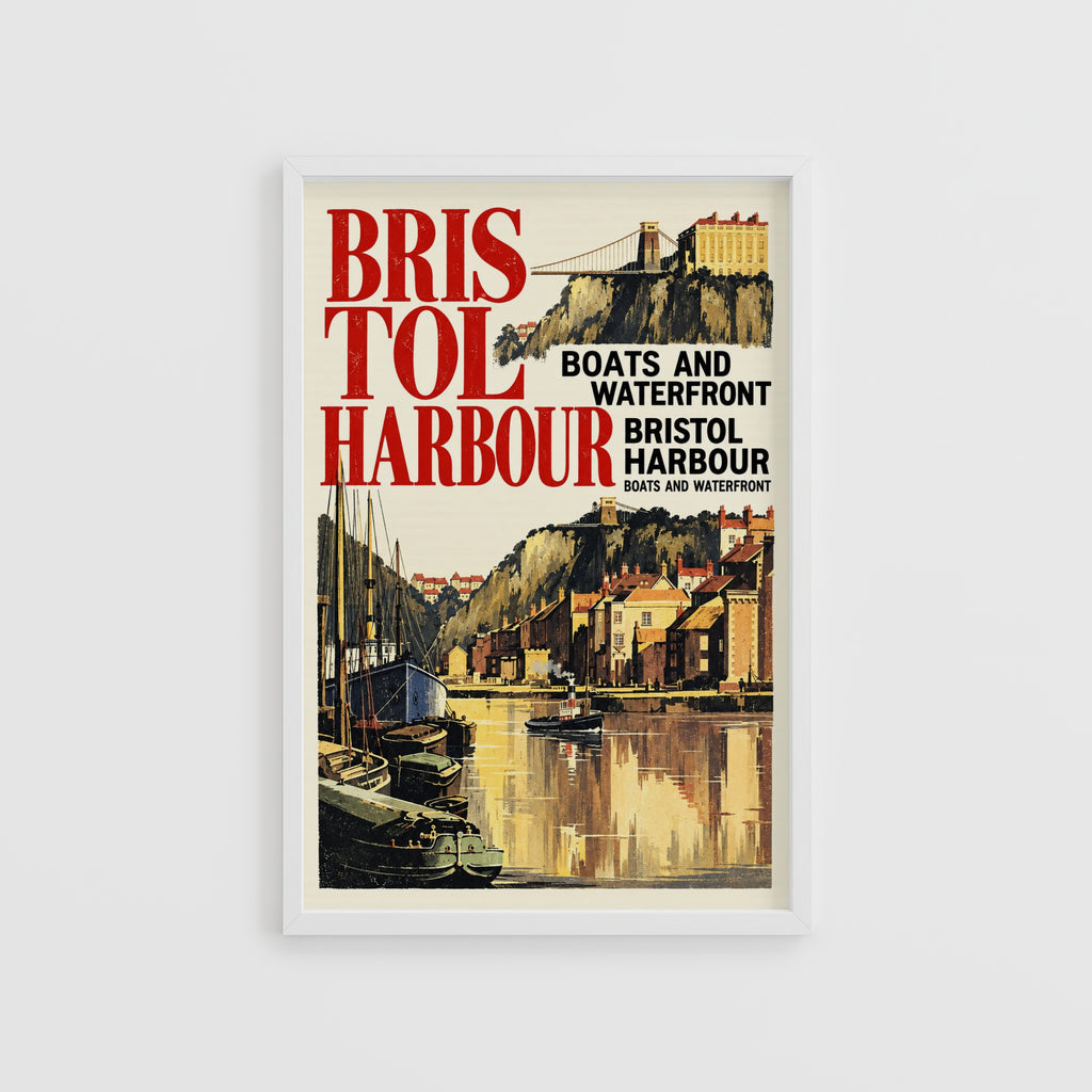 Vintage Bristol Harbour Poster, Waterfront Wall Art Print