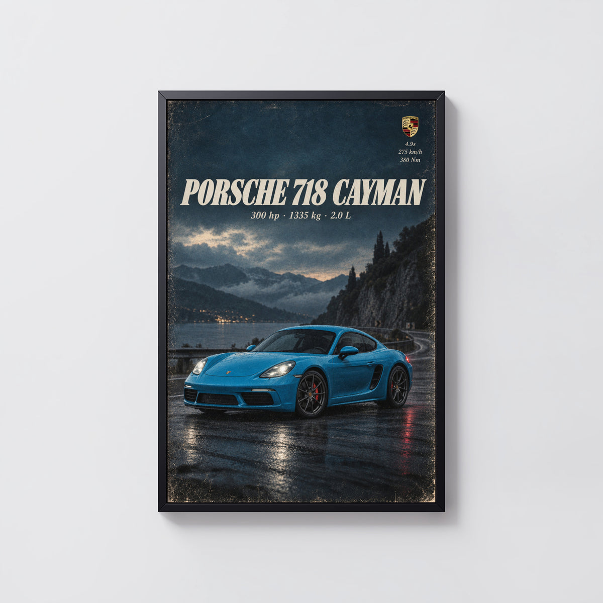Vintage Porsche 718 Cayman Print, Sports Car
