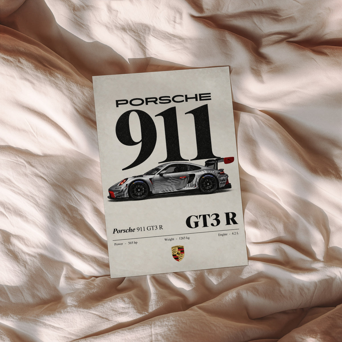 Vintage Porsche 911 GT3 R Print, Car Wall Art