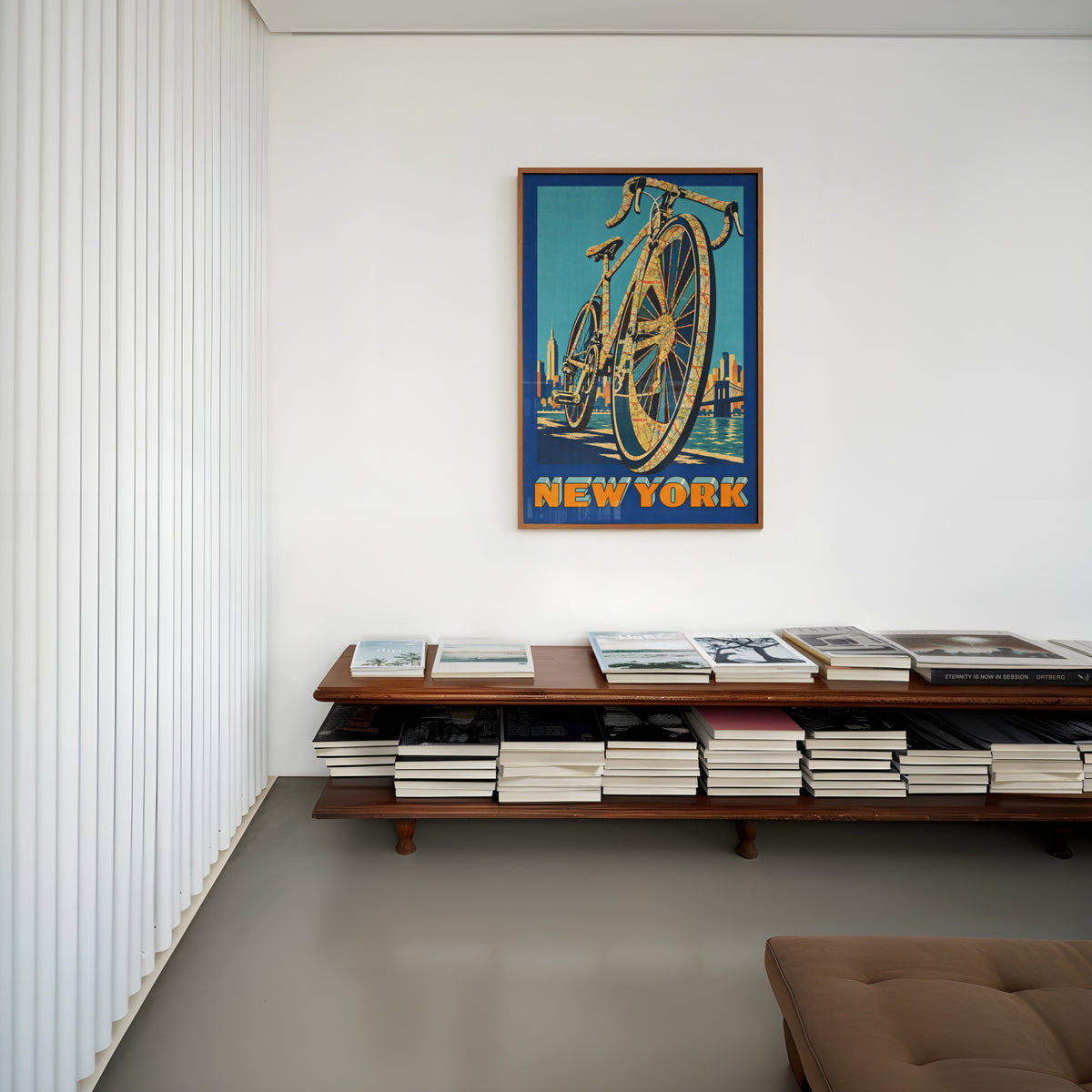 Vintage New York Bike Poster, Cycling Wall Art, Map Print