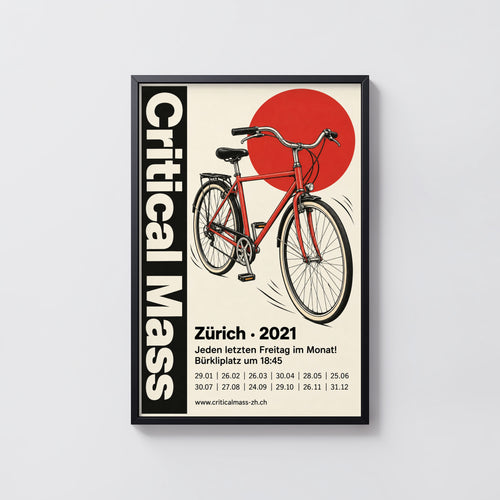 Vintage Cycling Poster, Bicycle Wall Art, Zurich Print