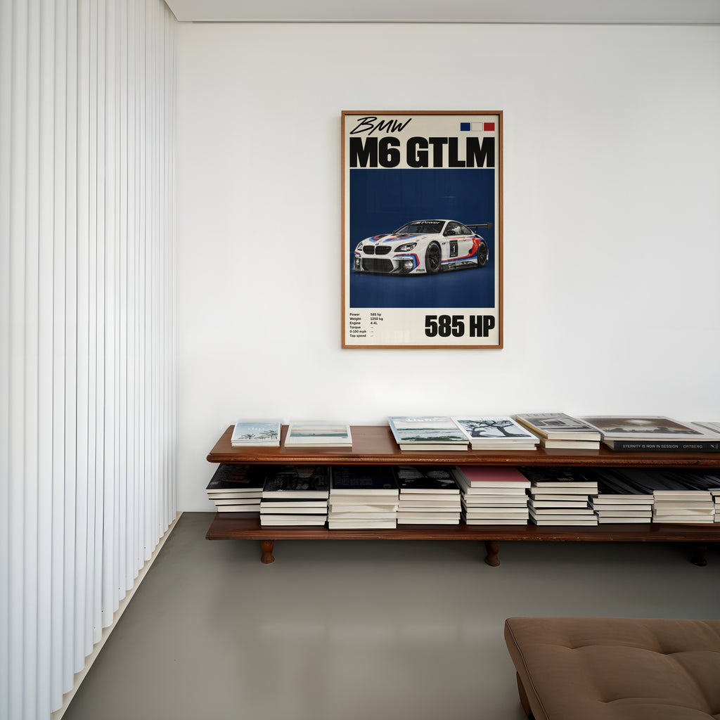 Vintage BMW M6 GTLM Print, Racing Car Wall Art
