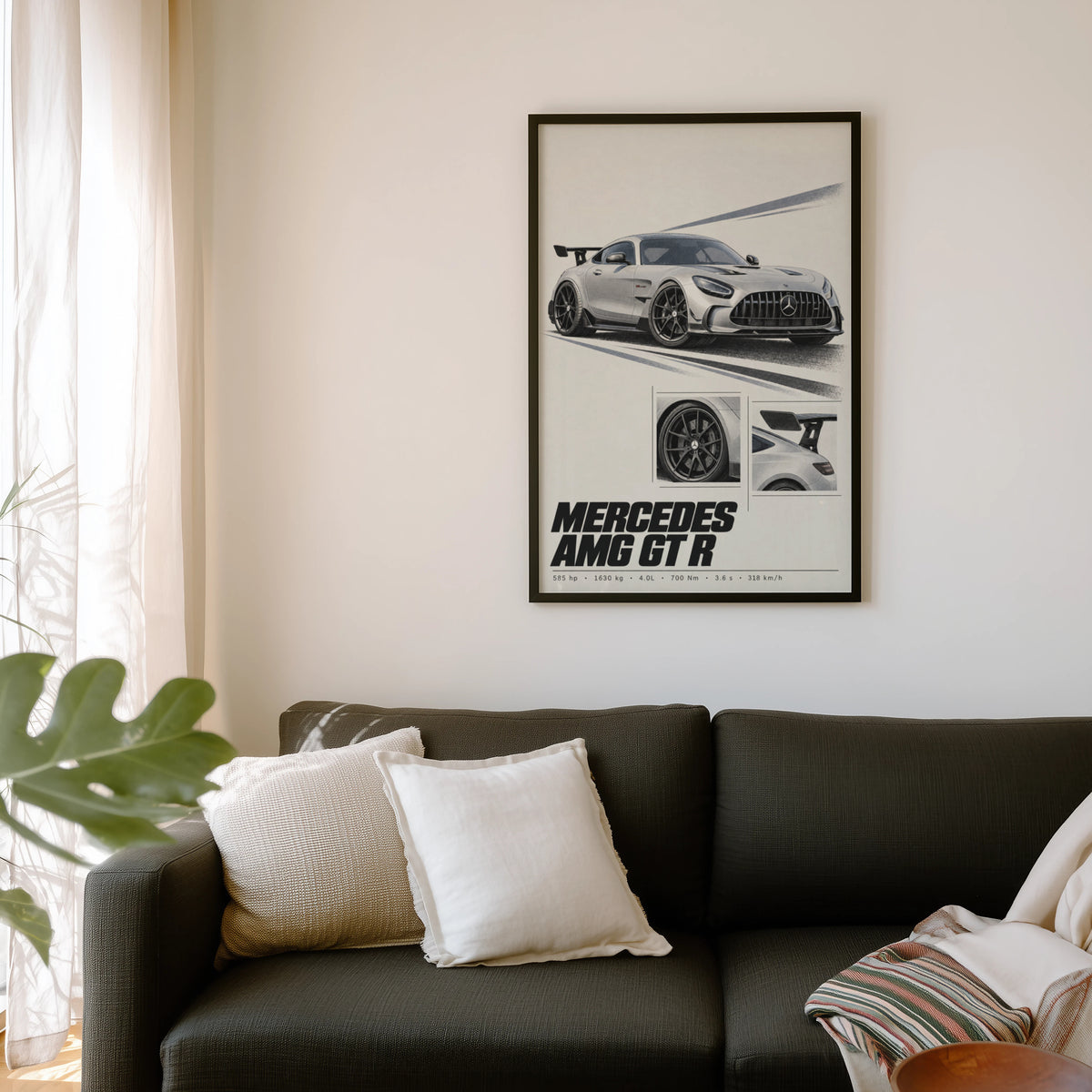 Vintage Mercedes AMG GT R Print, Car Wall Art