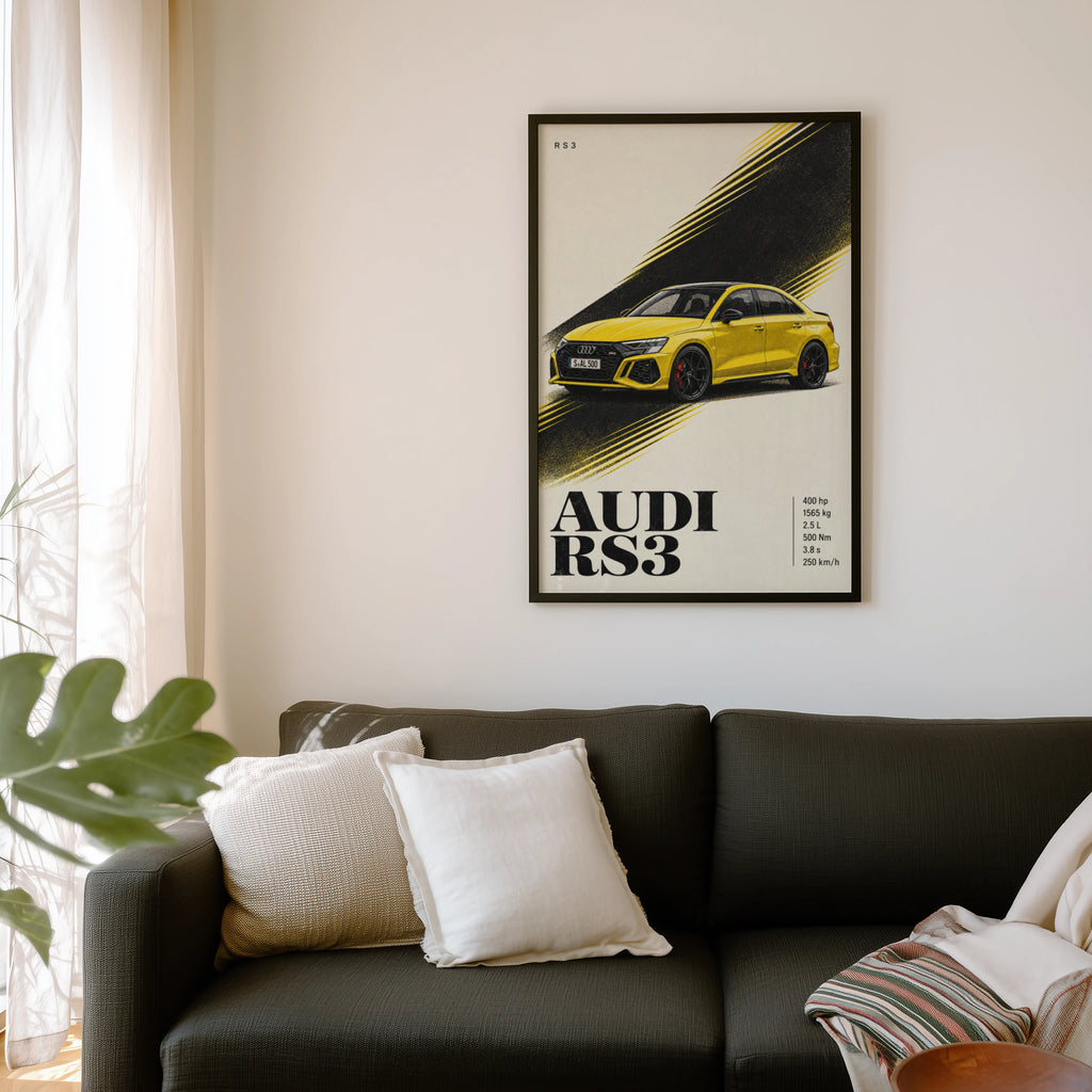 Vintage Audi RS3 Car Print, Wall Art