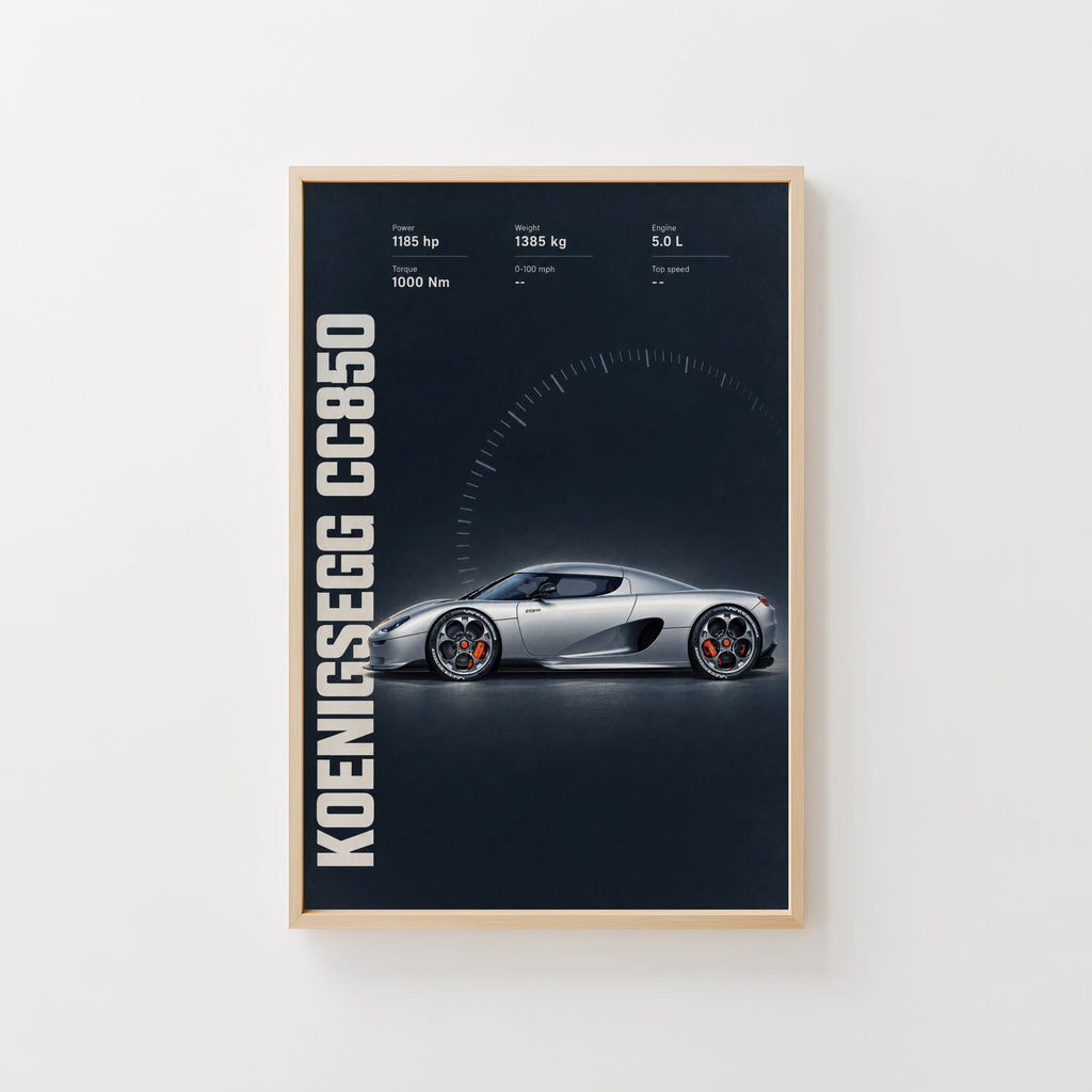 Vintage Koenigsegg CC850 Print, Supercar Wall Art