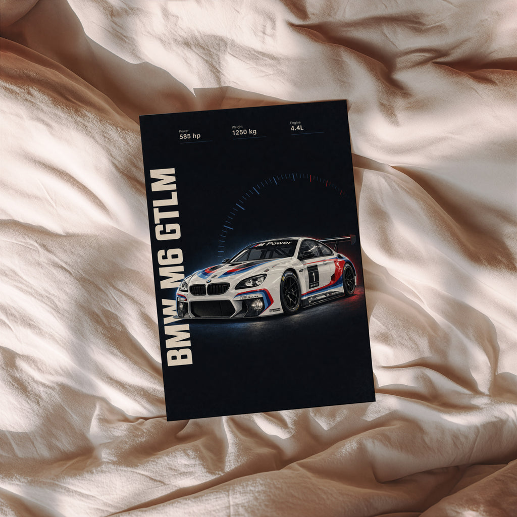 Vintage BMW M6 GTLM Race Car Print, Wall Art