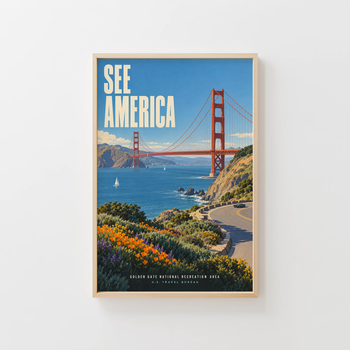Vintage Golden Gate Bridge Poster, San Francisco Print