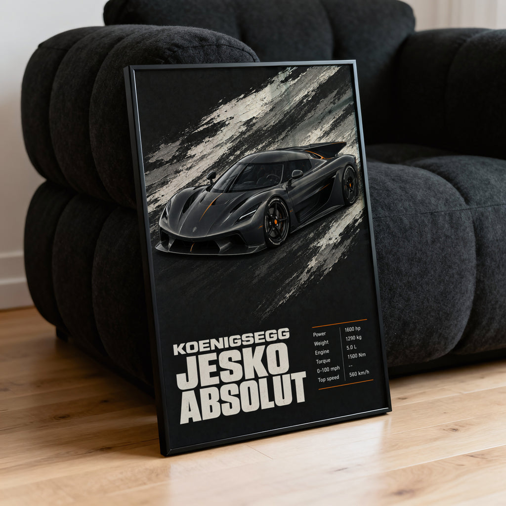 Vintage Koenigsegg Jesko Absolut Print, Car Wall Art