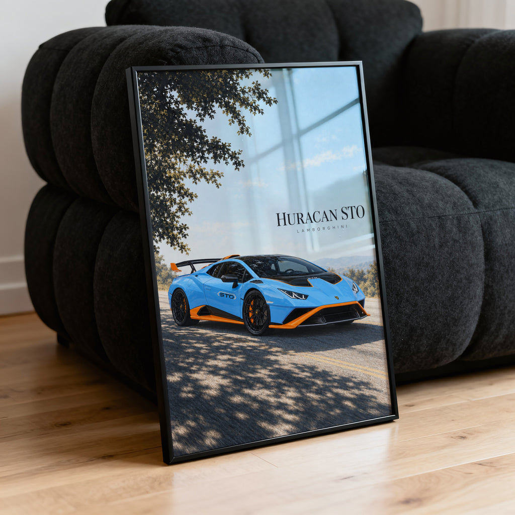 Vintage Lamborghini Huracan STO Print, Car Wall Art