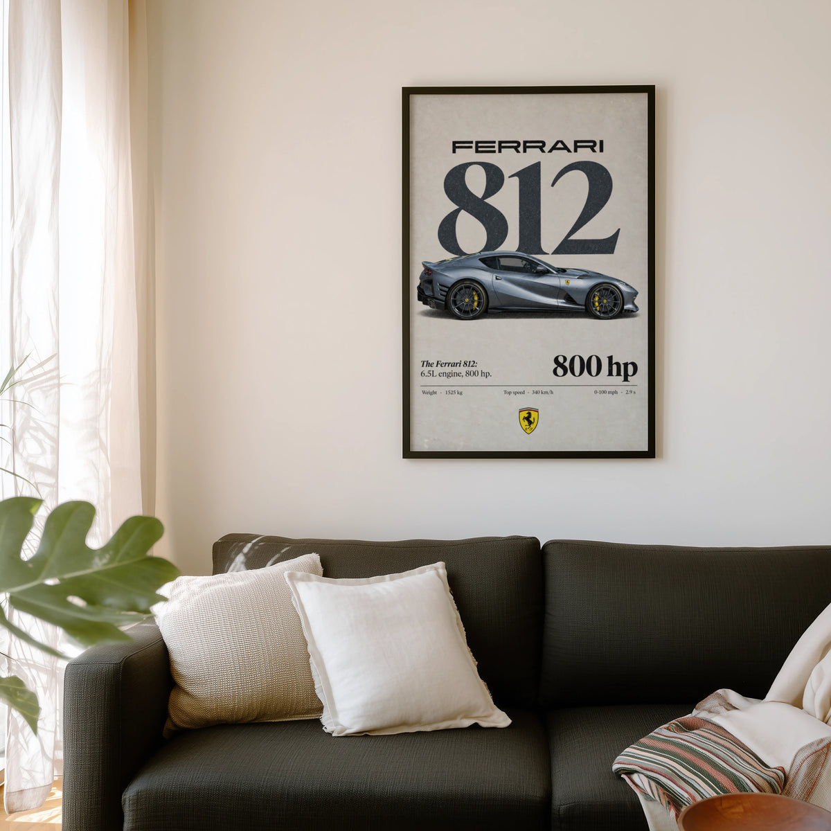 Vintage Ferrari 812 Print, Supercar Wall Art