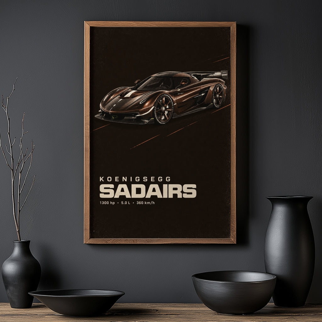 Vintage Koenigsegg Print, Hypercar Wall Art