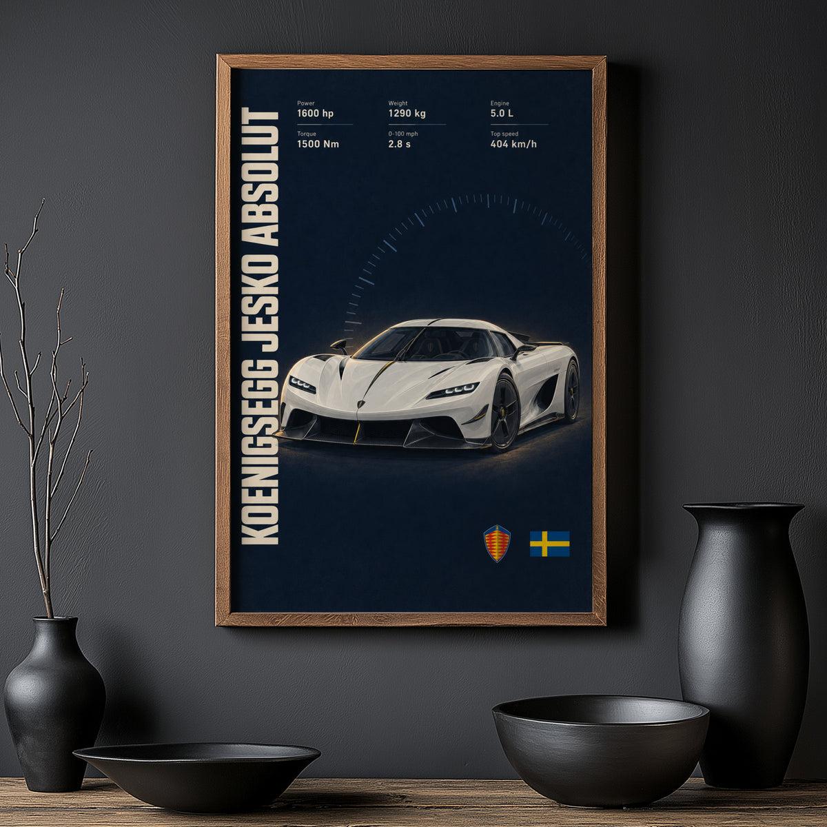Vintage Koenigsegg Jesko Absolut Print, Supercar