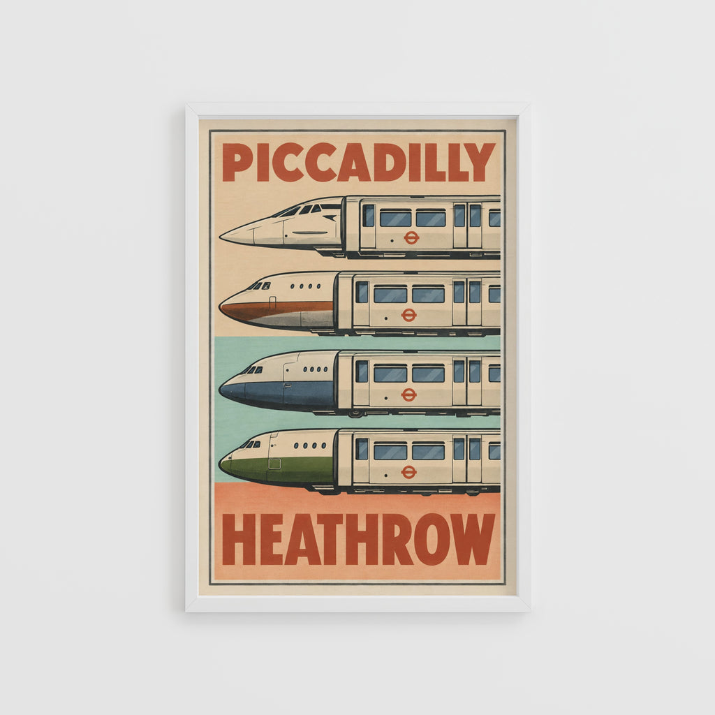 Vintage Piccadilly Line Heathrow Poster, London Print