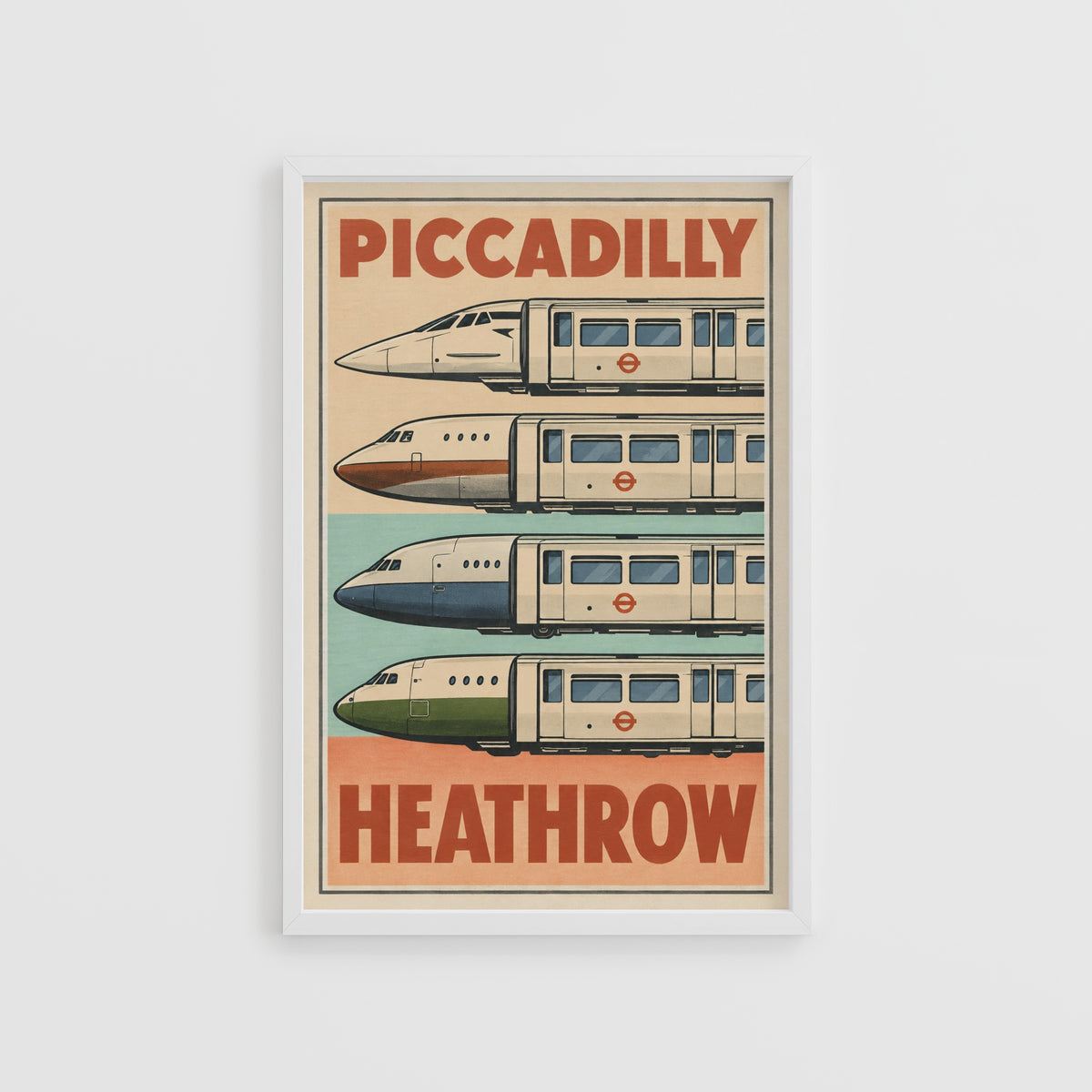 Vintage Piccadilly Line Heathrow Poster, London Print