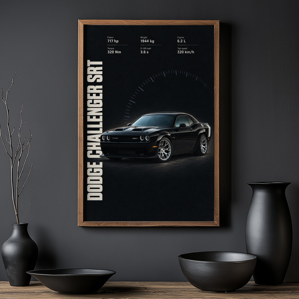 Vintage Dodge Challenger SRT Print, Muscle Car Art