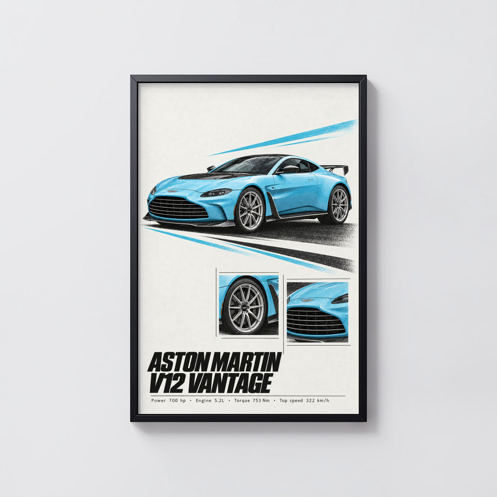 Vintage Aston Martin V12 Vantage Print, Car Wall Art